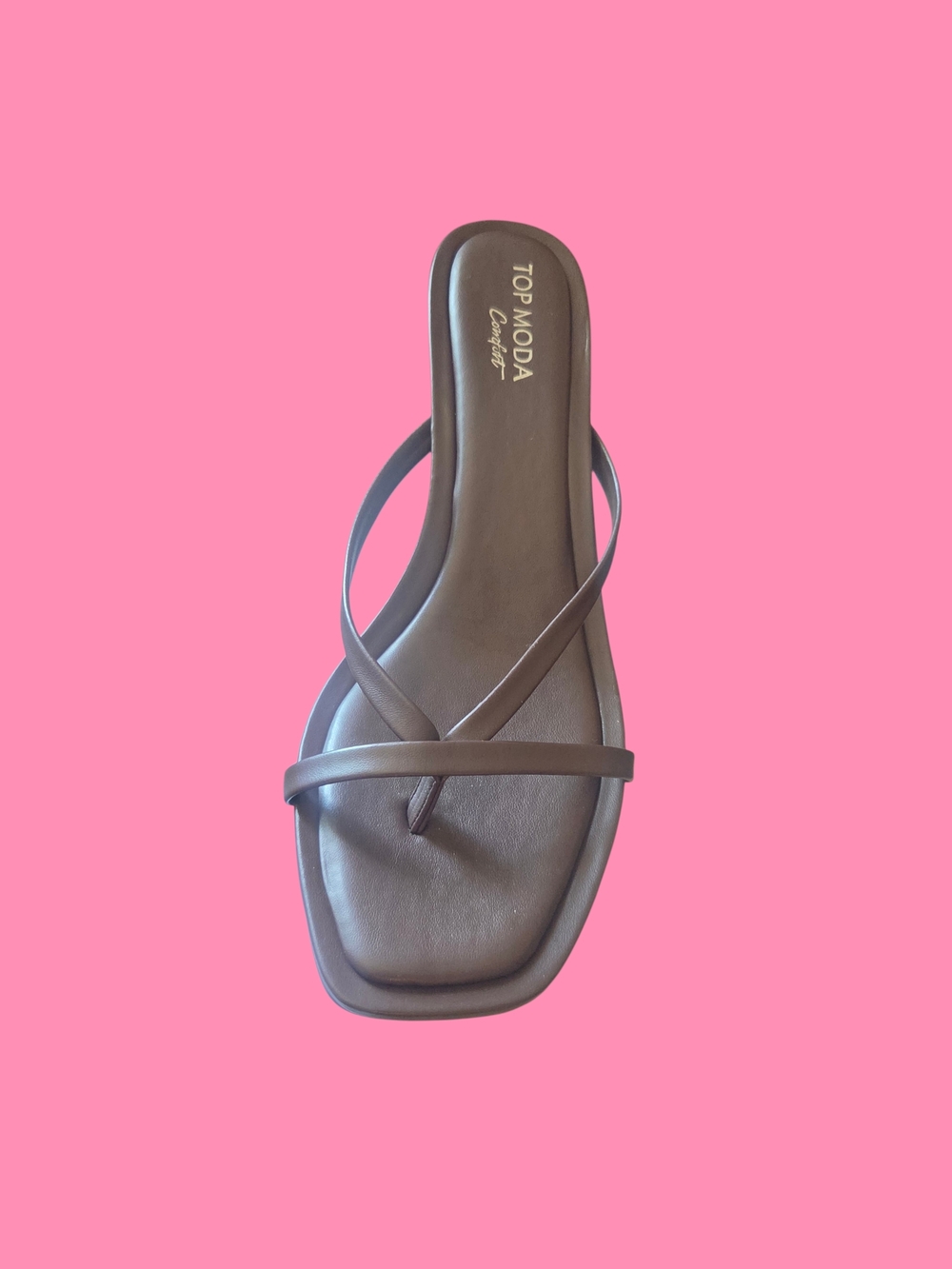 TOP Moda Brown Minimalist Strappy Slide Sandals for Women